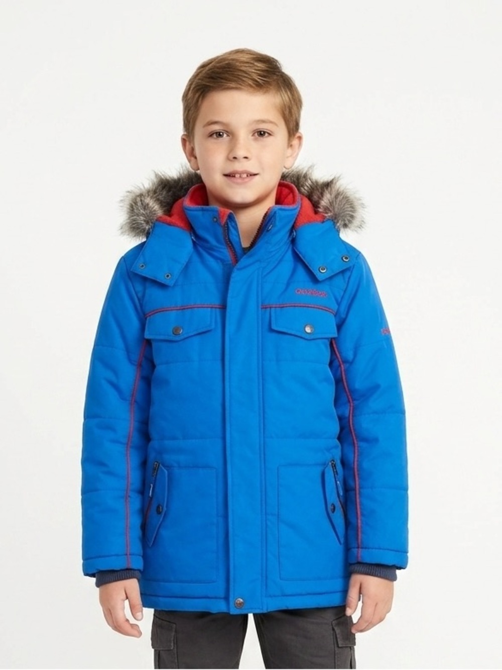 ❄️OshKosh B'gosh Blue & Orange Winter Parka Jacket Fleece Lined Boys' Size 10
